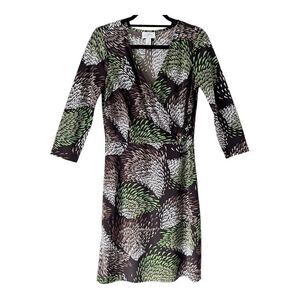 Ann Taylor Loft 3/4 Sleeve Faux Wrap Midi Dress Size 8